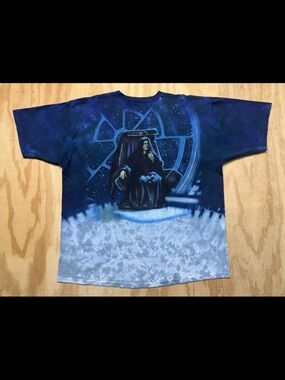 Vintage 90s Star Wars Emperor Palpatine Liquid Blue Movie T-Shirt XL